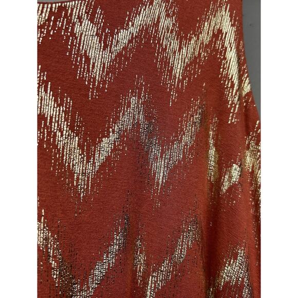 Boston Proper Tank Womens Medium Rust Gold Glitter Shimmer Belted Tie GNO - Picture 6 of 9